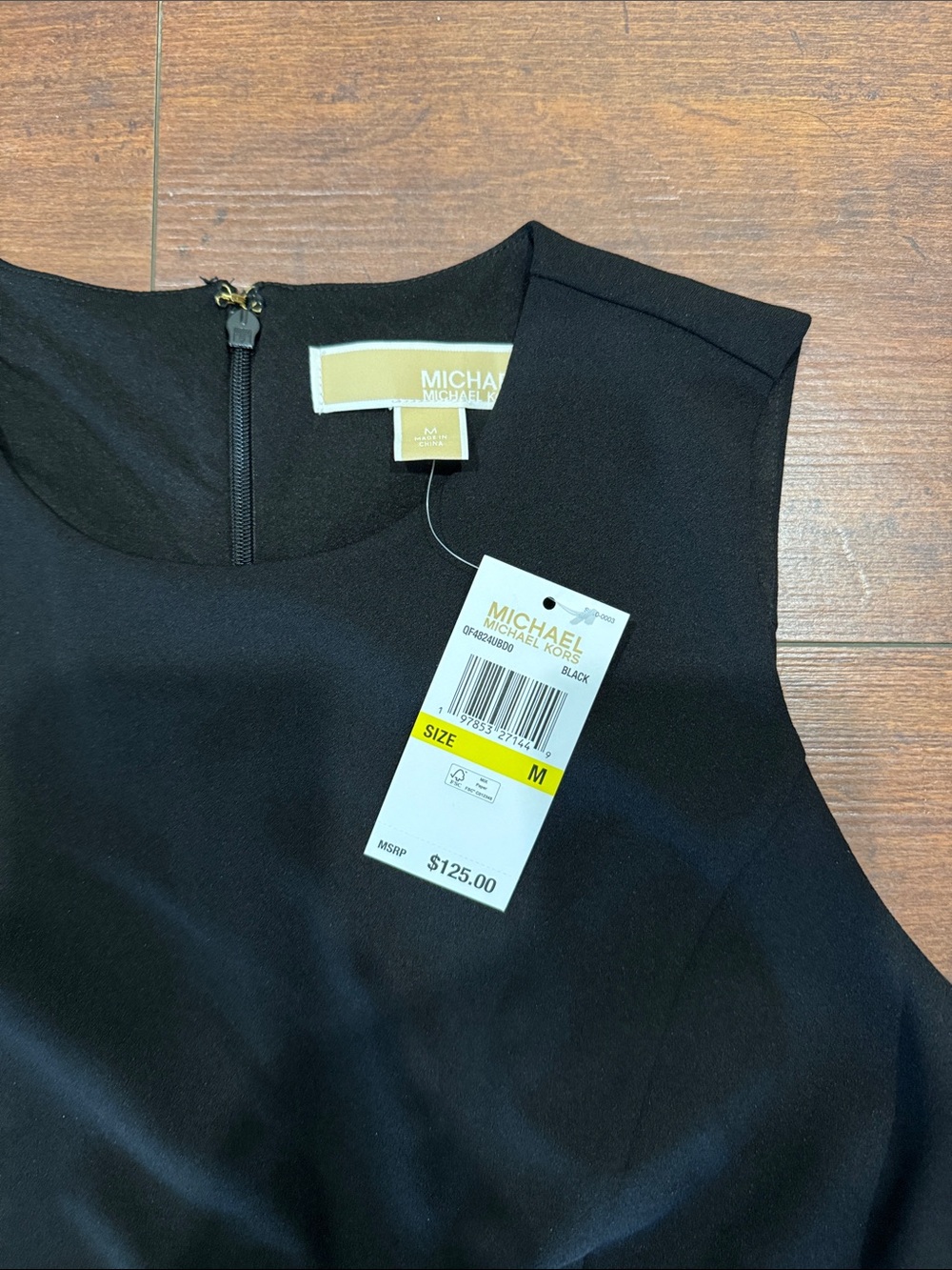 Michael Kors Black Sleeveless Ruffle-Hem Mini Dress - Picture 2 of 4
